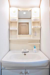 ein Badezimmer mit Waschbecken und Spiegel in der Unterkunft OSAKA COZY HOUSE For Family & Group 2bedroom in Takaishi + 23 Fotos