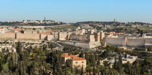 an aerial view of a city with buildings at Cassia Hotel Jerusalem in Jerusalem