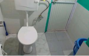 Un baño con inodoro blanco y ducha. en Aashiyana Studio Homestay, en Solan