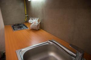 a kitchen with a sink and a stove at Zara Central Apartments in Arad