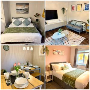 Ένα ή περισσότερα κρεβάτια σε δωμάτιο στο Comfy 3Br for Workers & Families