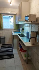 Η κουζίνα ή μικρή κουζίνα στο Ferienwohnung am kleinen Bärenstein 01796 Struppen OT Thürmsdorf Thürmsdorfer Str 28 +28 φωτογραφίες