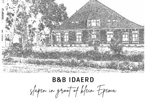 a black and white drawing of a house at BNB Idaerd in Idaard