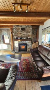 兹雷切Rogla - Chalet Mojca Pokrajculja的带沙发和壁炉的客厅