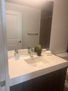 Et badeværelse på Cozy 2 Bedroom by Eaton Centre Mall