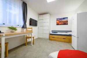 Televízia a/alebo spoločenská miestnosť v ubytovaní Apartmány Volavka 2