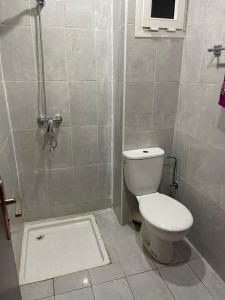 a bathroom with a toilet and a shower stall at luxury apartment in Agadir +7 photos