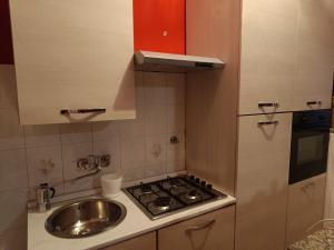 a small kitchen with a sink and a stove at Villa Marie in Alpignano