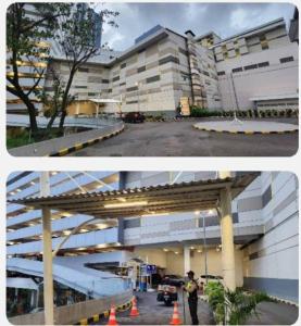 zwei Bilder eines Gebäudes mit Parkplatz in der Unterkunft Pakuwon Mall Orchard Tanglin Anderson Tower WIFI Netflix by AquHome in Surabaya + 64 Fotos