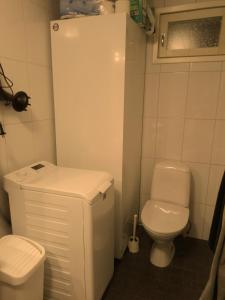 a small bathroom with a toilet and a sink at Accommodation near the Arctic Circle in Rovaniemi