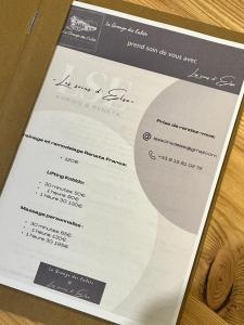 Certyfikat, podpis lub inny dokument wystawiony w obiekcie La Grange des Eulets