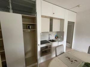 Kuchyň nebo kuchyňský kout v ubytování Wunderschönes Apartment direkt am See, Bissone bei Lugano/Tessin