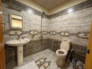 a bathroom with a sink and a toilet at Eagle's Nest Hotel in Karimabad Hunza +69 photos