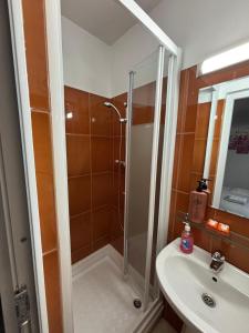 Koupelna v ubytování Hotel La Platouri