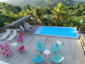 Bazén v ubytování Villa COSAROE 6-14 pers Piscine et superbe vue mer PANORAMIQUE nebo v jeho okolí