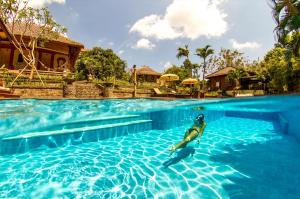 a person in a swimming pool at a resort at Mondo Surf Village in Canggu