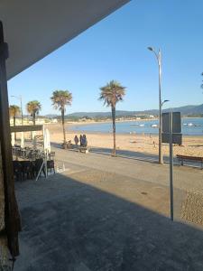 a view of a beach with palm trees and the ocean at Apartamento PANXOLIÑAS in Panjón