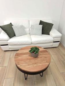 ヴァルレアスにあるLa maison d'Emmie 83m2のソファとコーヒーテーブルのあるリビングルーム