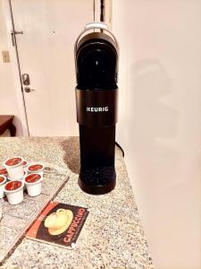 a coffee maker sitting on top of a counter at Marina Vista Condo III in New Bern +1 photo