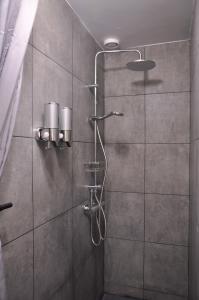 a shower with a shower head in a bathroom at Javelot1 Cosy studio paris13 10min to Louvre in Paris