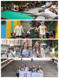 昆明Kunming Upland International Youth Hostel ,near the city center ,2 mins walk to the subway, 2 mins walk to the Green Lake, Close to Yuan tong Temple, Old street, Yunnan University, convenient payment and visa cards are accepted的和楼梯上的人相聚的照片