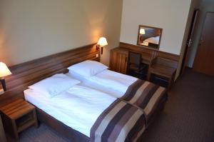 a hotel room with a bed and a mirror at Obiekt Tatar - Usługi Hotelarskie in Rawa Mazowiecka +22 photos