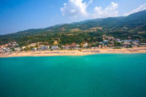 an aerial view of a beach with a town at Casa Christabella in Paralia Vrachou