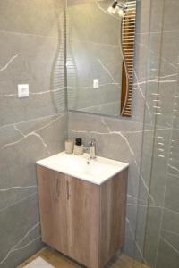 a bathroom with a sink and a shower at A 14 President Kopaonik in Raška
