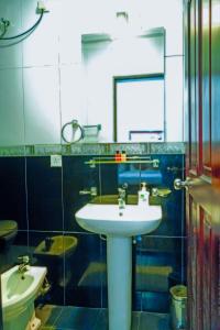 a bathroom with a sink and a toilet at Mountain Breeze Chill Apartment in Nuwara Eliya