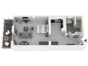 a floor plan of a room with a bedroom at Alte Seefahrtschule App 33 "Oberdeck" in Wustrow