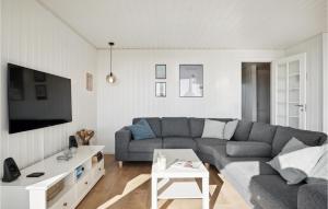 a living room with a couch and a tv at 4 Bedroom Nice Home In Børkop in Børkop