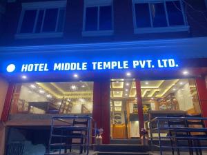 a hotel middle temple pty ltd sign on a building at Hotel Middle Temple Pvt Ltd in Kathmandu +25 photos