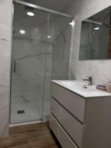 a bathroom with a shower and a sink at Kilians apartment 2 in Castellón de la Plana +8 photos