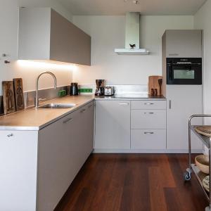 Η κουζίνα ή μικρή κουζίνα στο Cosy appartement aan zee met privé parking