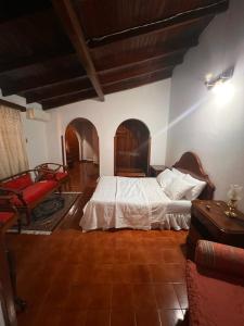 a bedroom with a bed and a chair in a room at Casa céntrica en Encarnación in Encarnación +18 photos