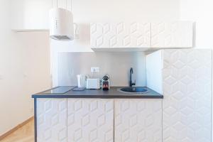 eine Küche mit Spüle und Arbeitsplatte in der Unterkunft T2 Town Center, Casino in Beausoleil