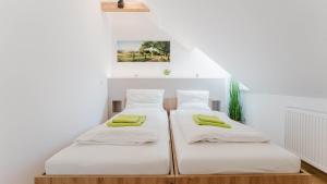 Łóżko lub łóżka w pokoju w obiekcie Moderne Ferienwohnung mit Bergblick