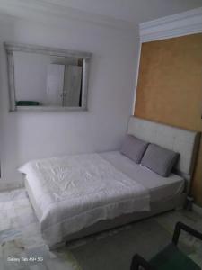 Postel nebo postele na pokoji v ubytování Appartement s1 vue mer à la marsa