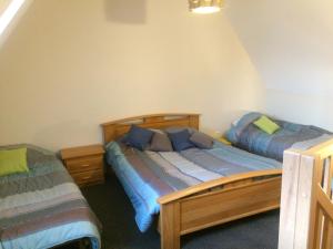 a bedroom with two twin beds in it at gite tout confort in Bournazel