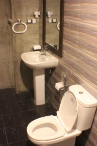 un baño con inodoro y lavabo en Sayo Villa, en Negombo