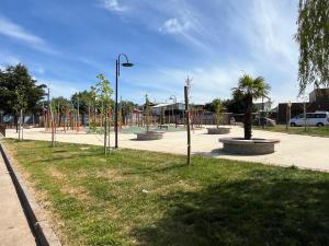 LehuelánにあるRoomtraiguenのヤシの木や街灯のある公園