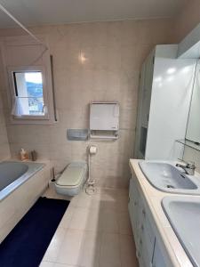 a bathroom with a toilet and a sink and a tub at Apartamento La Massana Vistas in La Massana
