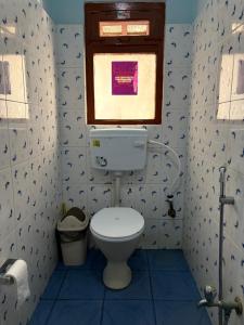 bagno con servizi igienici e finestra di DRAKON NEST HOMESTAY a Kathmandu