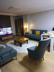 TV a/nebo společenská místnost v ubytování Seyhan'da 2 oda bir salon full apartmant
