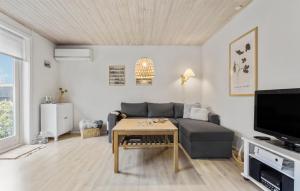 ein Wohnzimmer mit Sofa und Tisch in der Unterkunft One-Bedroom Holiday Home Skagen 04 in Skagen
