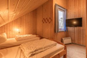 une chambre avec deux lits et une télévision dans l'établissement Wildgans Classic 26, à Rechlin