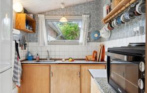 a small kitchen with a sink and a window at Nice Home In Nykøbing Sj With Wifi in Klint