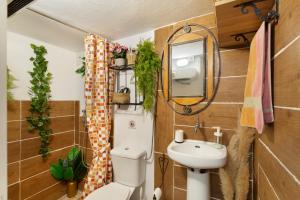 ein kleines Badezimmer mit Toilette und Waschbecken in der Unterkunft Casa vacacional La Finca González in Tenteniguada + 18 Fotos