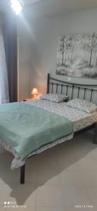 a bed in a bedroom with a picture on the wall at Loukas House 1Σταυρος-Κερκυρα Μακράτα in Stavrós +22 photos