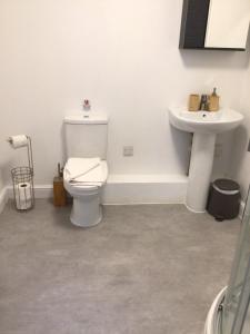 un baño con inodoro y lavabo en 8 Ashbrook Mews, en Blewbury